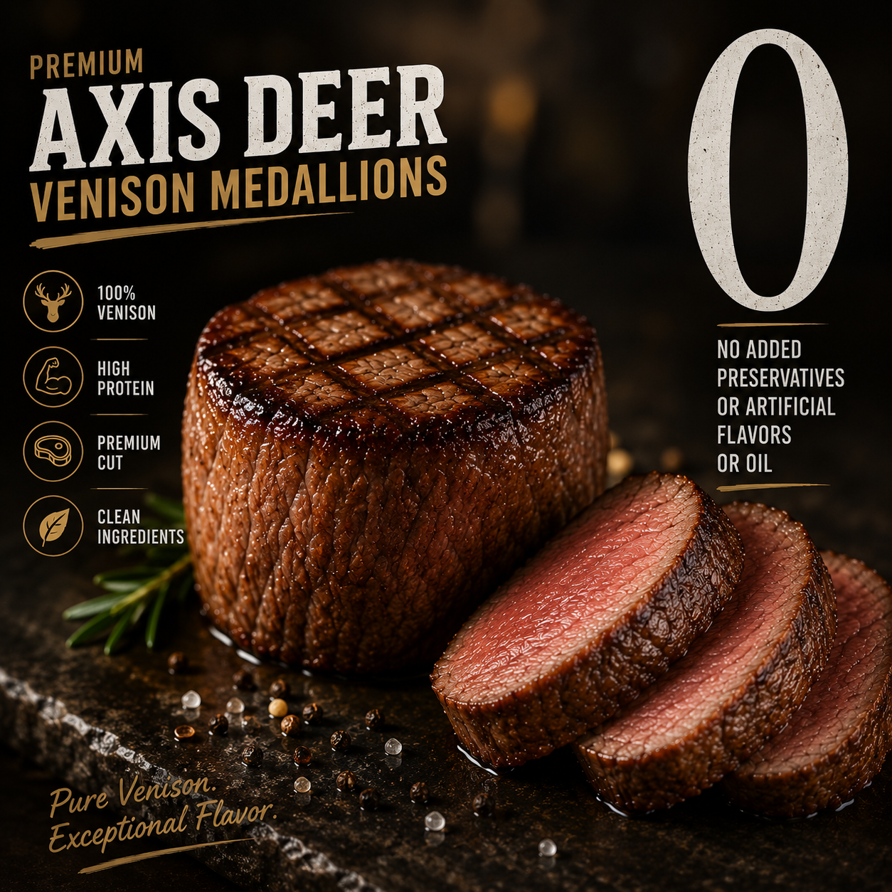 🦌 Cooked wild venison tenderloin - 100% grass-fed wild game-Bestseller